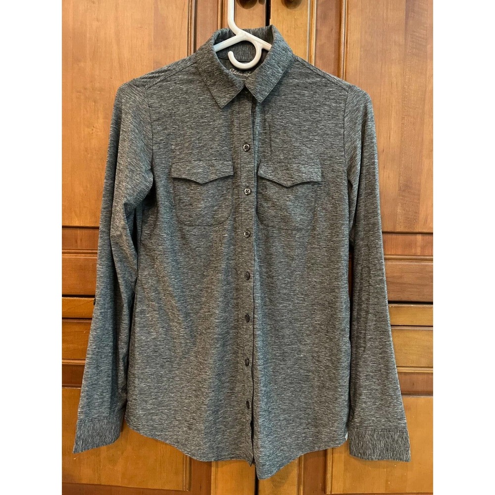 Womens Eddie Bauer Button Down Shirt Size XS Long Sleeve Business Solid Spandex